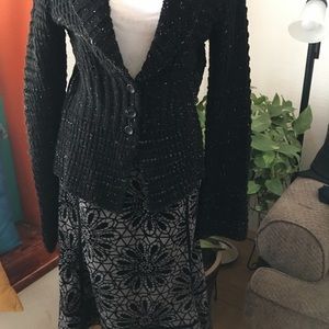 Black and gray velvet skirt